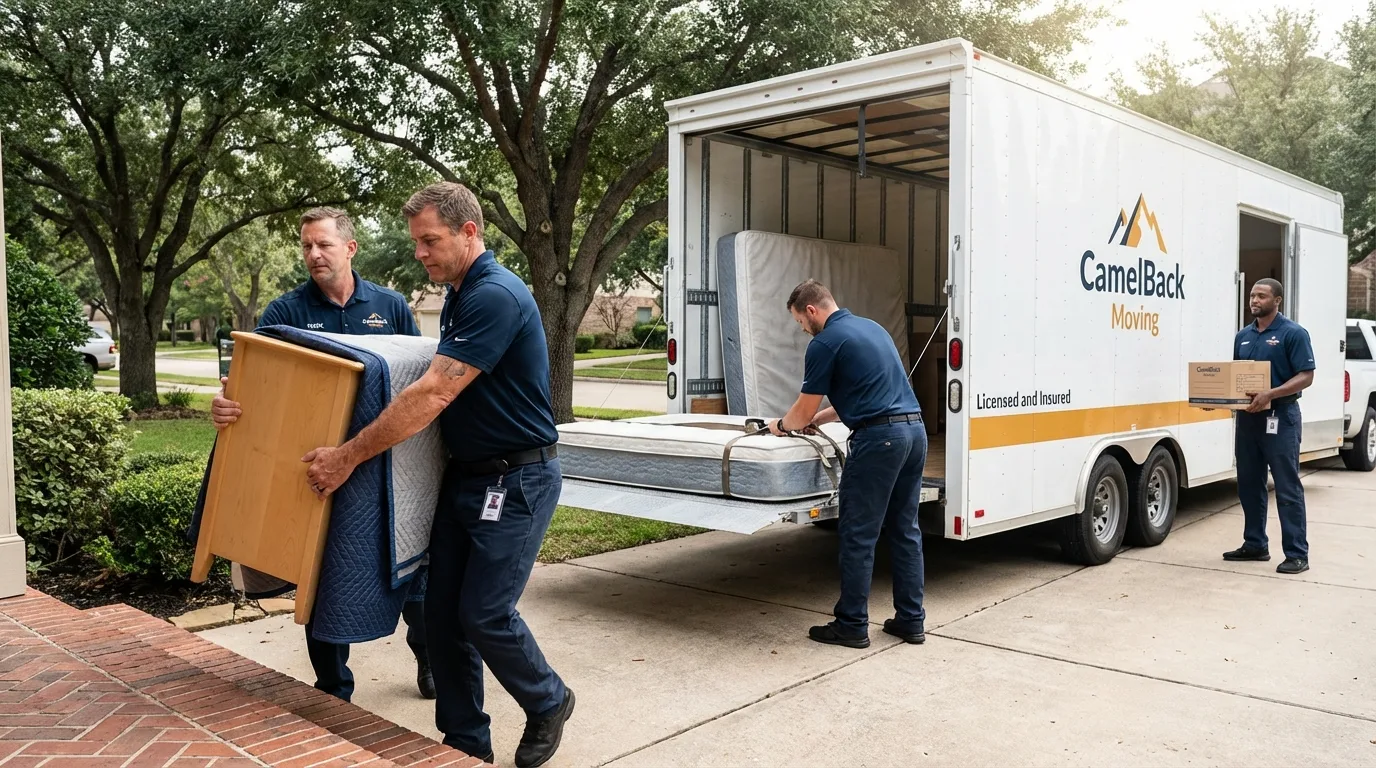 Crew loading residential truck for cross-state move from Mason, OH